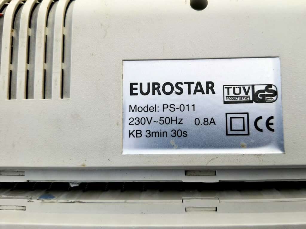 Typenschild von Eurostar auf einem aktenvernichter